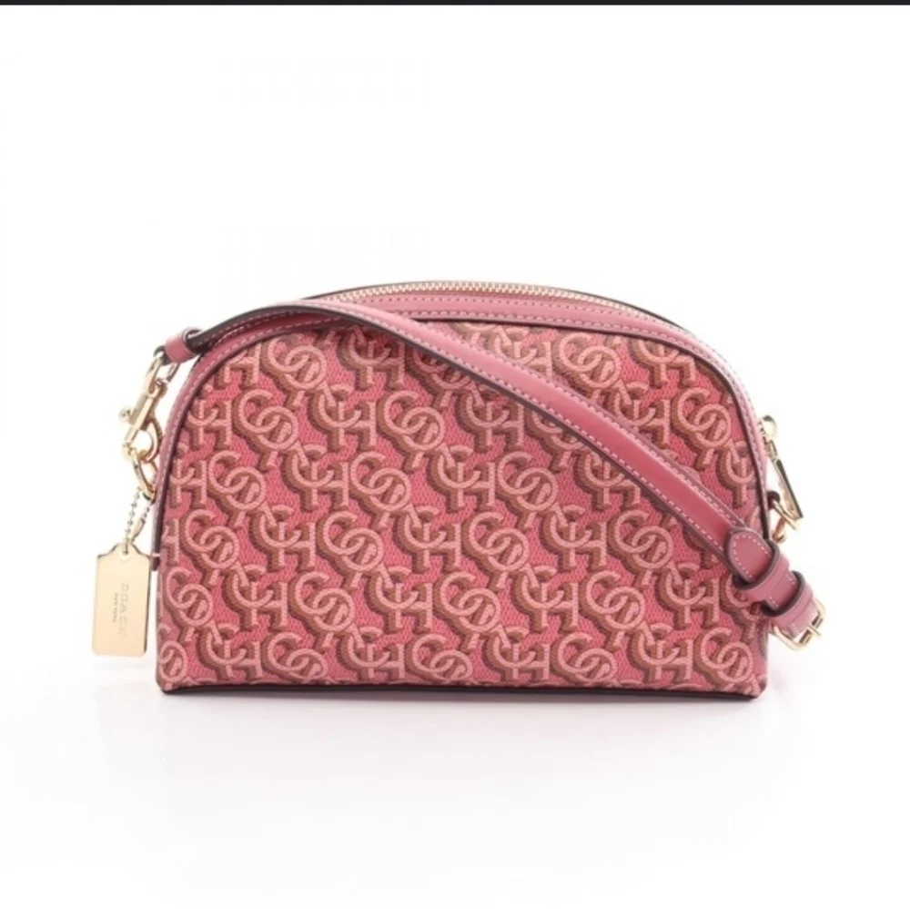 New COACH MADI Crossbody w Rouge Pink Canvas & Leather Monogram Print